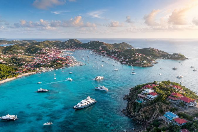 Vue aérienne du port de Gustavia, Saint-Barthélemy